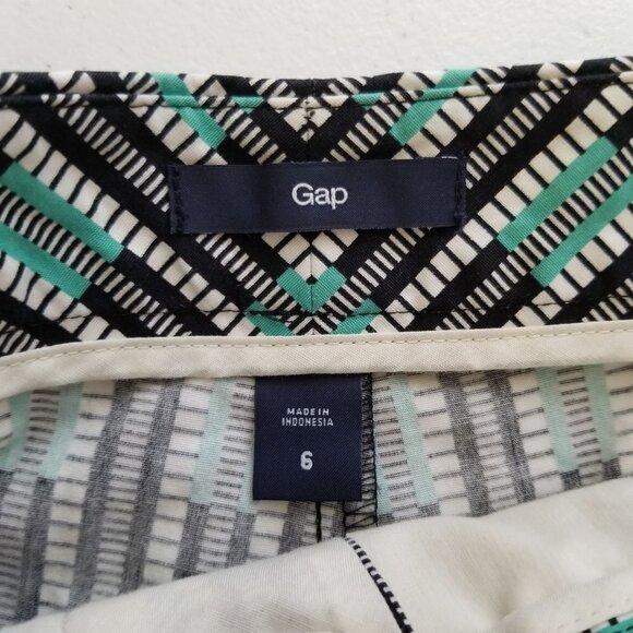 Gap 6 Chino Shorts Flat front black white green geometric faux pockets - Picture 3 of 6